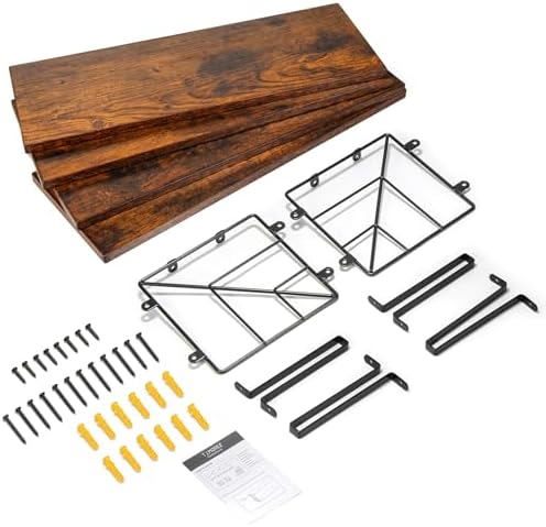 TJ MOREE Rustic Floating Shelves Over Toilet with Basket