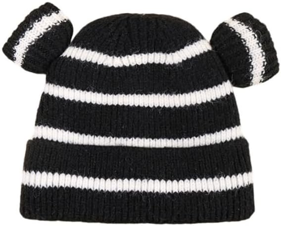 KorhLeoh Kids Striped Knitted Beanie Hat for Boys Girls 0-3Y