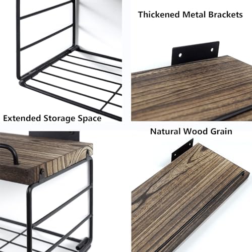 Bathroom Shelves Over Toilet with Guardrail Dark Brown 162 Inch Set of 3