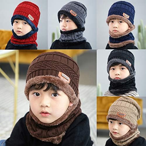 Kids Winter Beanie Hat and Scarf Set with Pompom