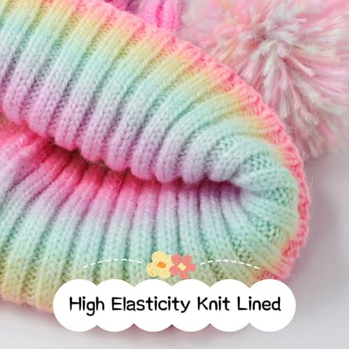 ACTLATI Kids Winter Knitted Beanie with Pom Pom Ears