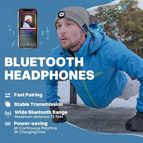 Bosttor Bluetooth Beanie with Headlight and Speakers