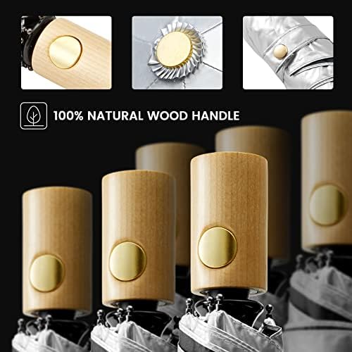 G4Free UV Protection Travel Umbrella with Wooden Handle