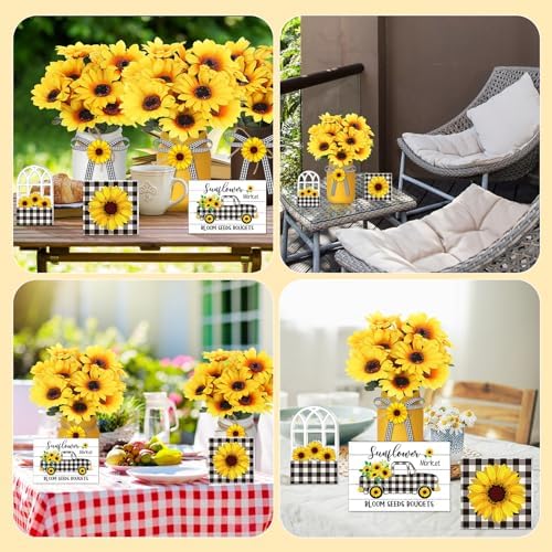 12 Sets Sunflower Decor for Farmhouse Table Centerpieces