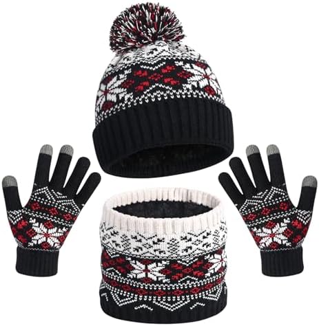 DANMY Kids Winter Knit Beanie Scarf Gloves Set