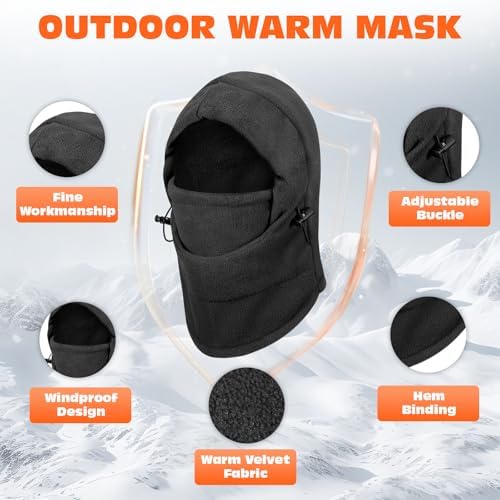 Thickened Kids Ski Mask Winter Hat with Adjustable Drawstring