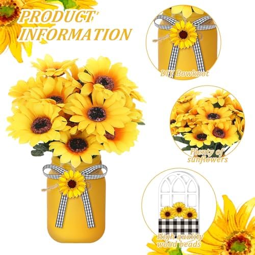 12 Sets Sunflower Decor for Farmhouse Table Centerpieces
