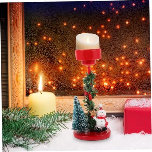 Christmas Candle Stand with Snowman Decor