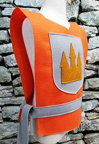 Medieval Knight Orange Costume Tunic for Kids and Adults