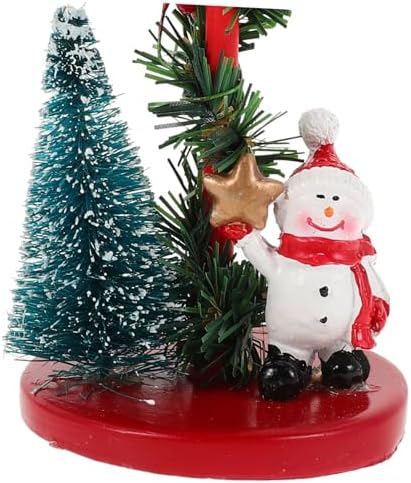 Christmas Candle Stand with Snowman Decor