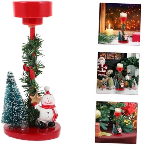 Christmas Candle Stand with Snowman Decor