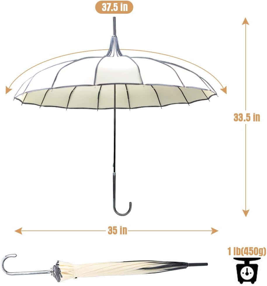 VIVI SKY Pagoda Peak Classic Umbrella Ivory 1
