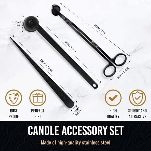 Craft911 3 in 1 Candle Snuffer and Wick Trimmer Kit Black