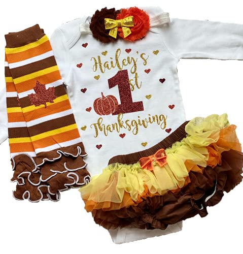 Personalized First Thanksgiving Baby Girl Outfit Name Bodysuit