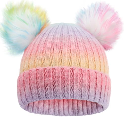 Winter Hat for Kids with Double Pom Pom Beanie