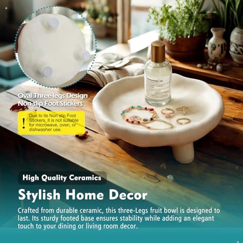 Accessoryway Three-Legs Ceramic Bowl 8 White Footed