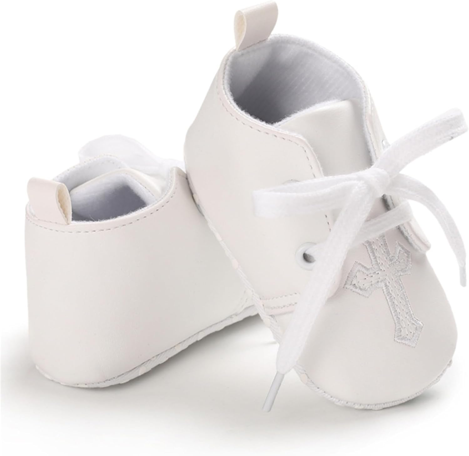 Baby Baptism Shoes Socks Set Soft White Cross Embroidered 3PC