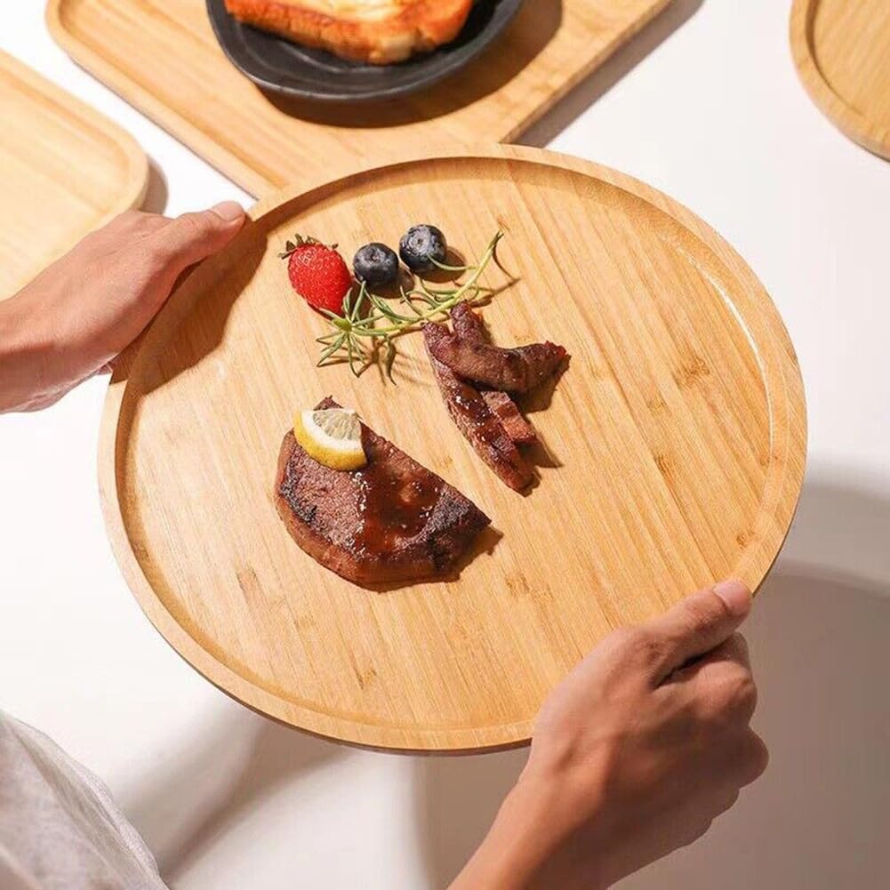 GNSN 15 cm Bamboo Serving Tray for Food Coffee Snacks Candles