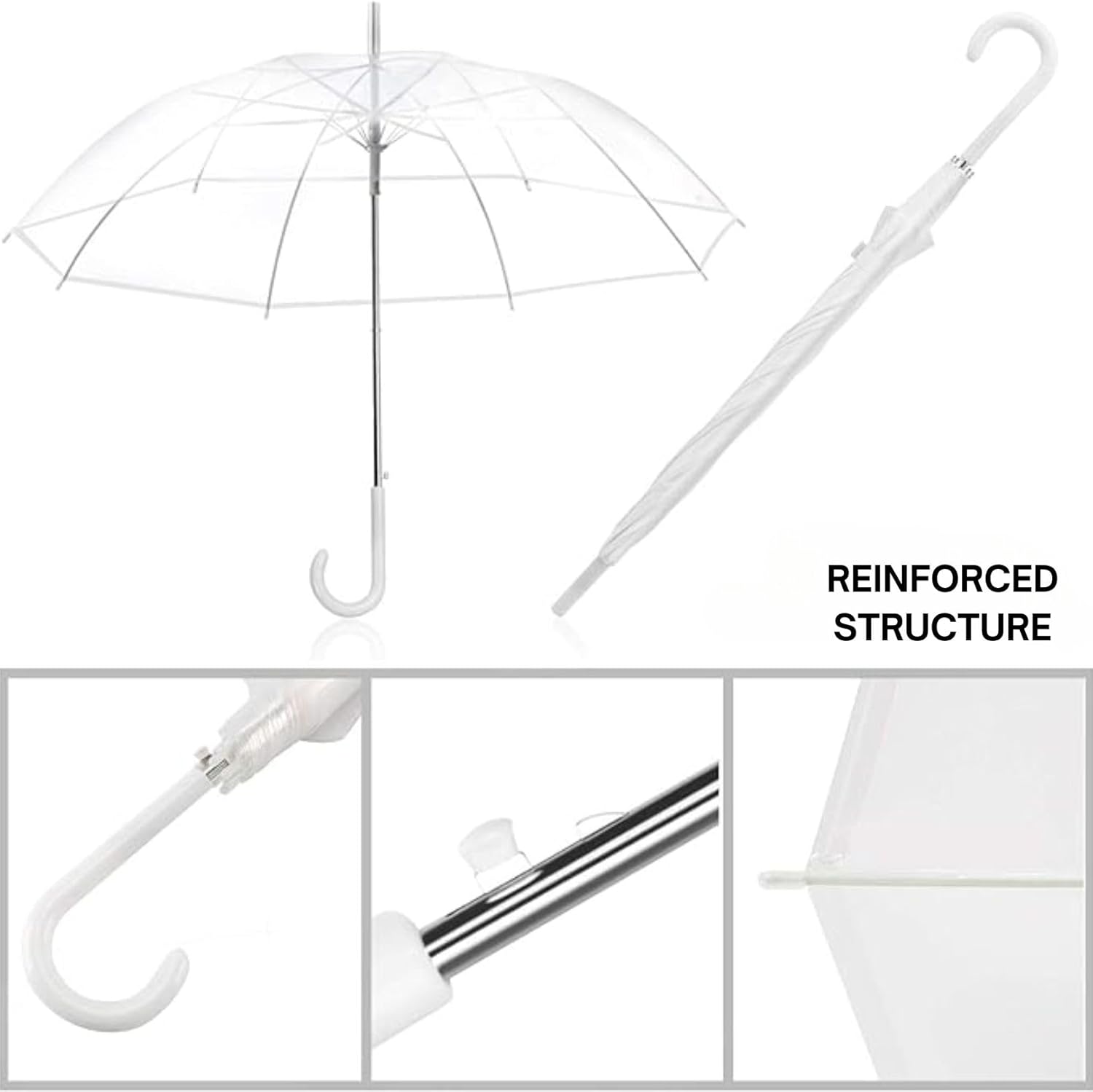 Liberty Imports Clear Automatic Stick Umbrella for Travel and Photo Events