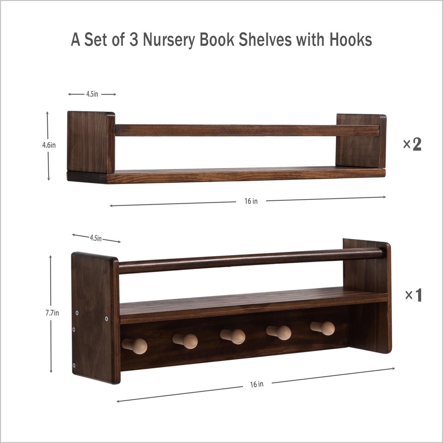 AZSKY 3-Piece Floating Bookshelf for Kids Room