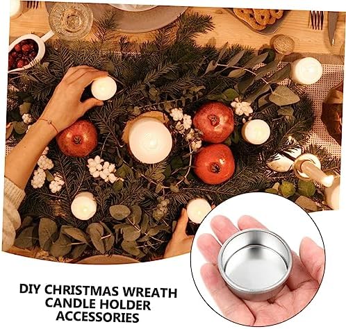 HOOTNEE 24pcs Silver Rimmed Iron Candle Holders