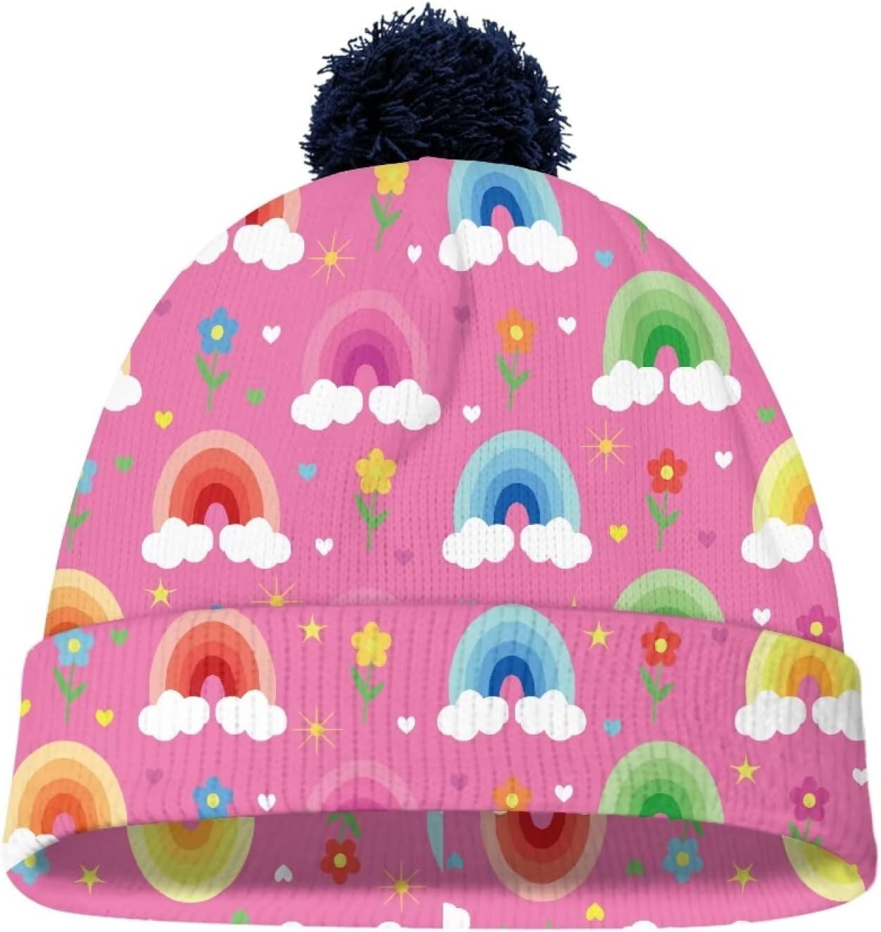 Pwnixequ Kids Pompom Beanie Hat for Winter