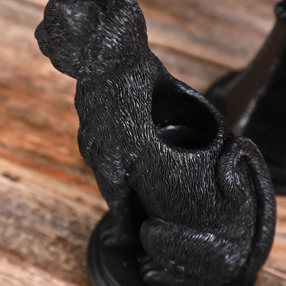 Dark Gothic Candlestick Holder - Raven Cat Wolf Halloween Decor