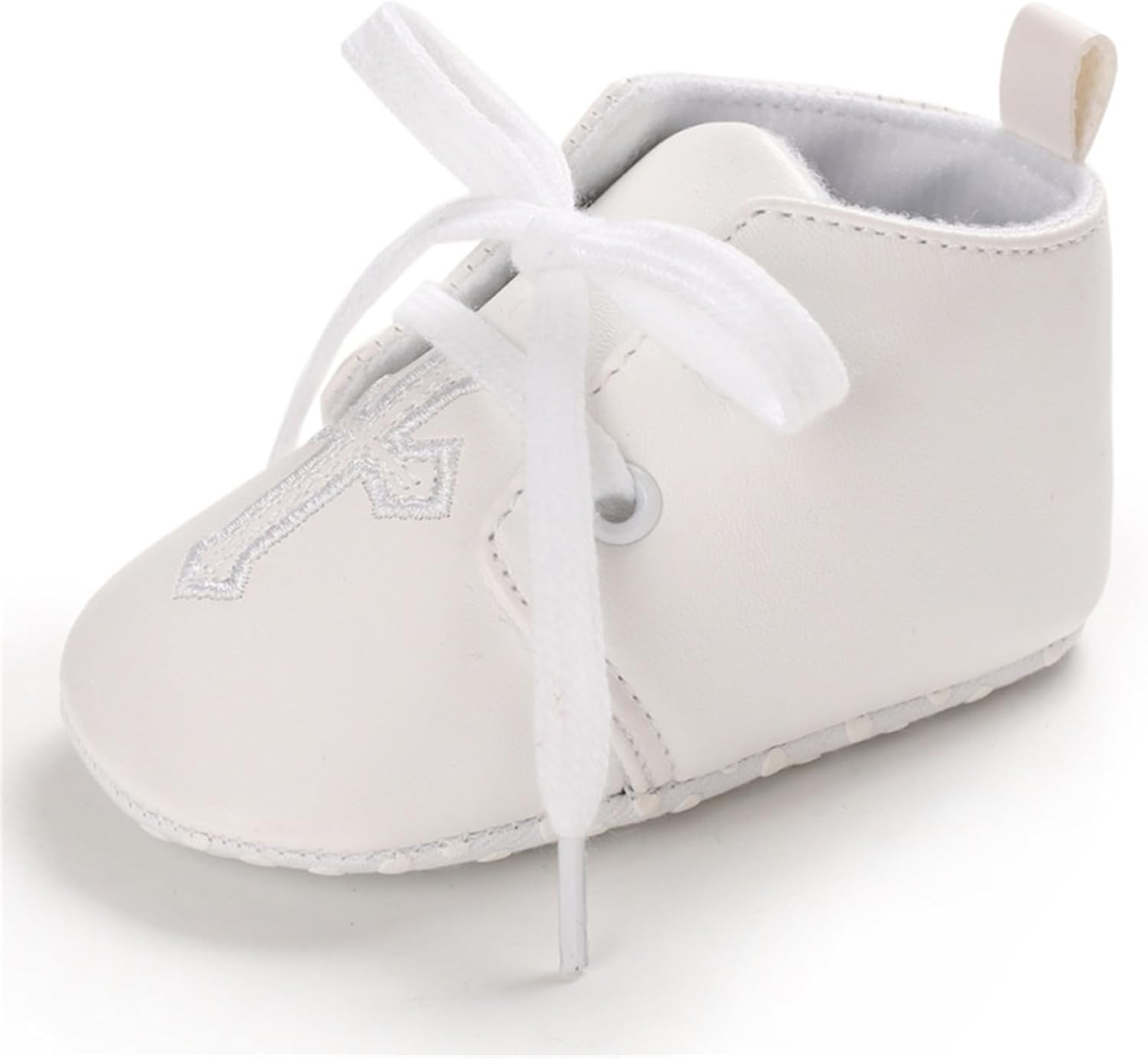 Baby Baptism Shoes Socks Set Soft White Cross Embroidered 3PC