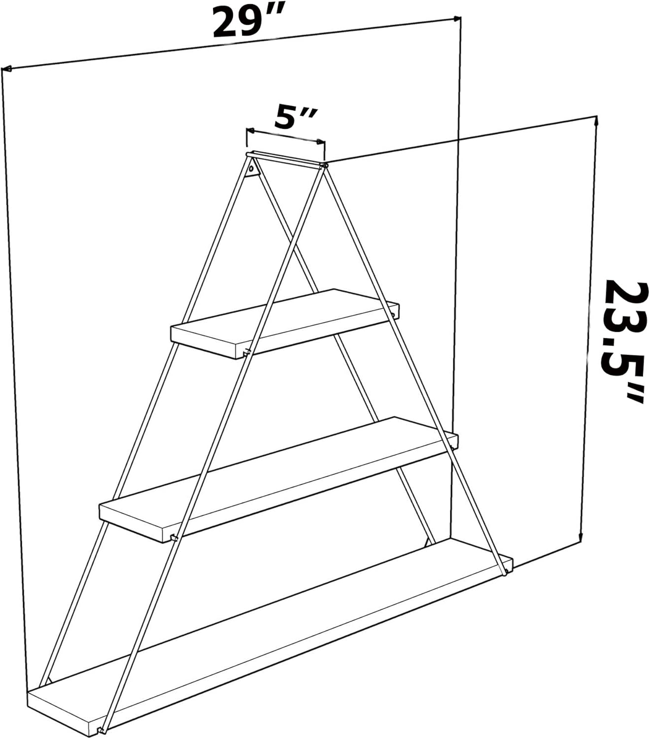 Rustic Metal Bracket Triangle Shelf for Books