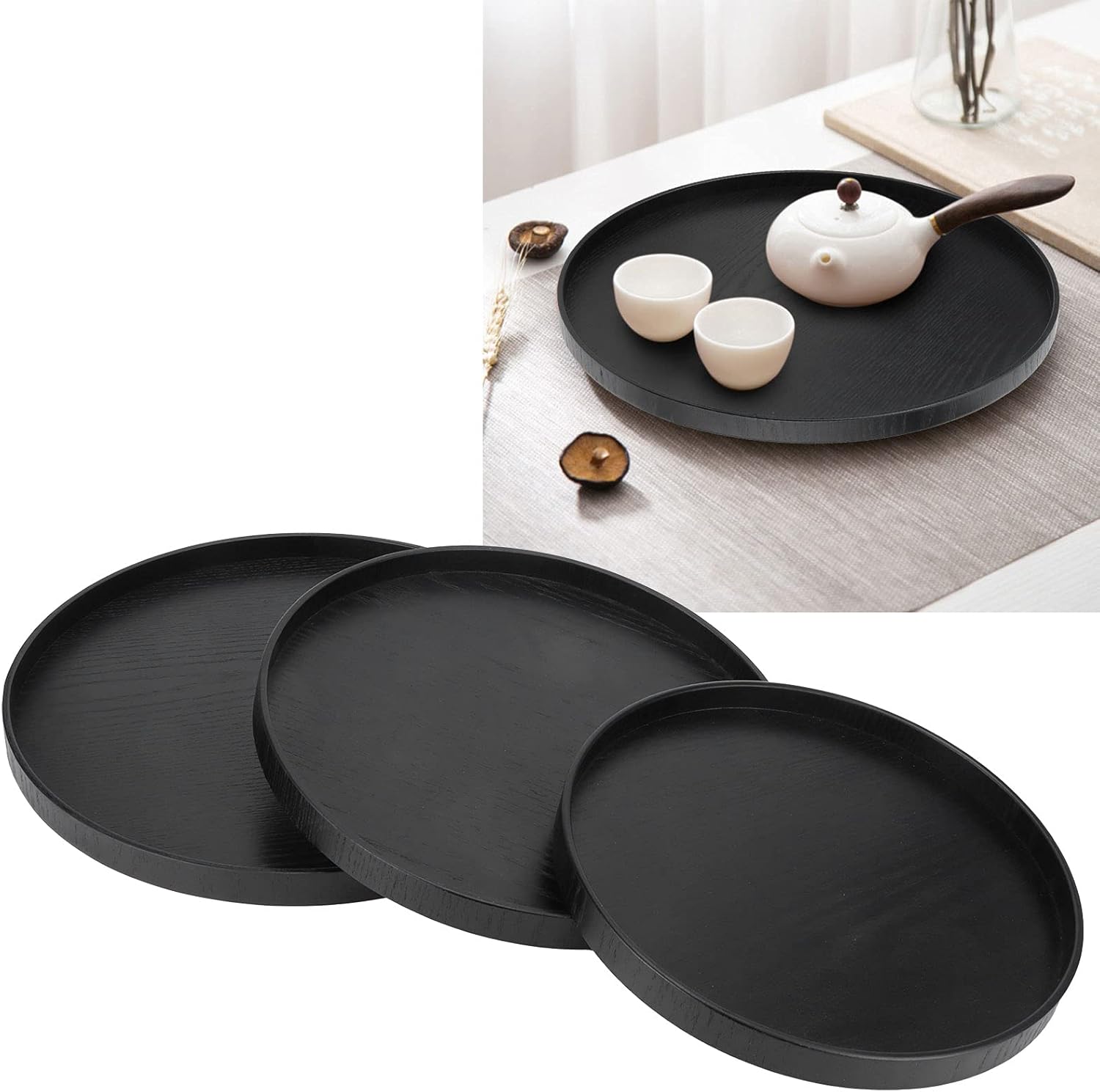Gigicial Wooden Round Decorative Tray