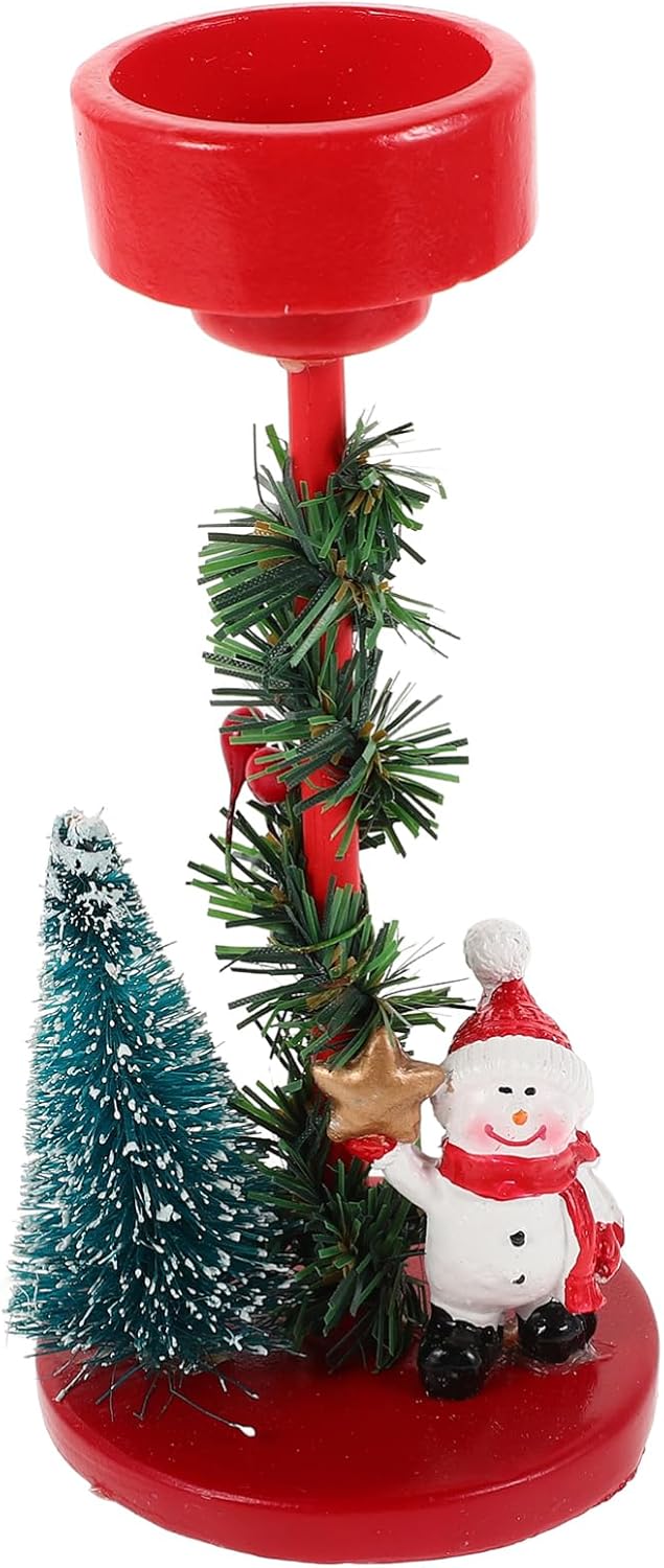 Exquisite Resin Snowman Candle Holder Winter Wedding Decor 1
