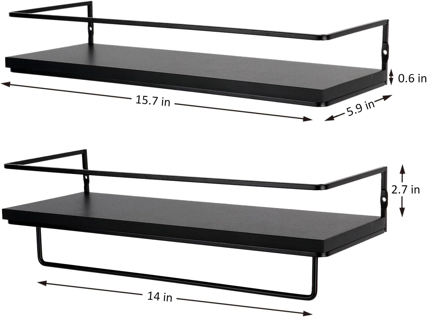Modern Floating Shelf Set with Towel Rack for Bathroom Storage