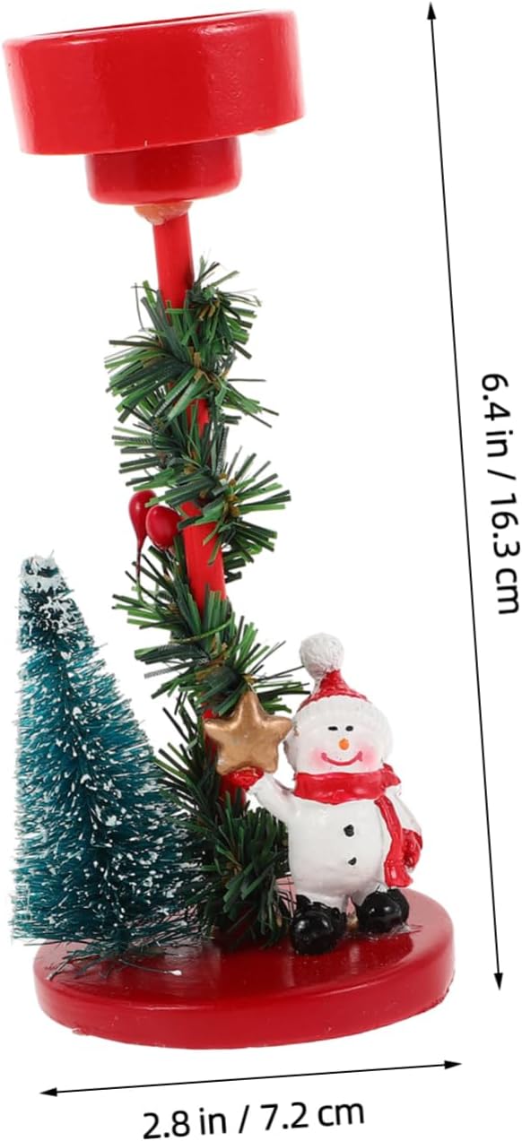 Christmas Candle Stand with Snowman Decor