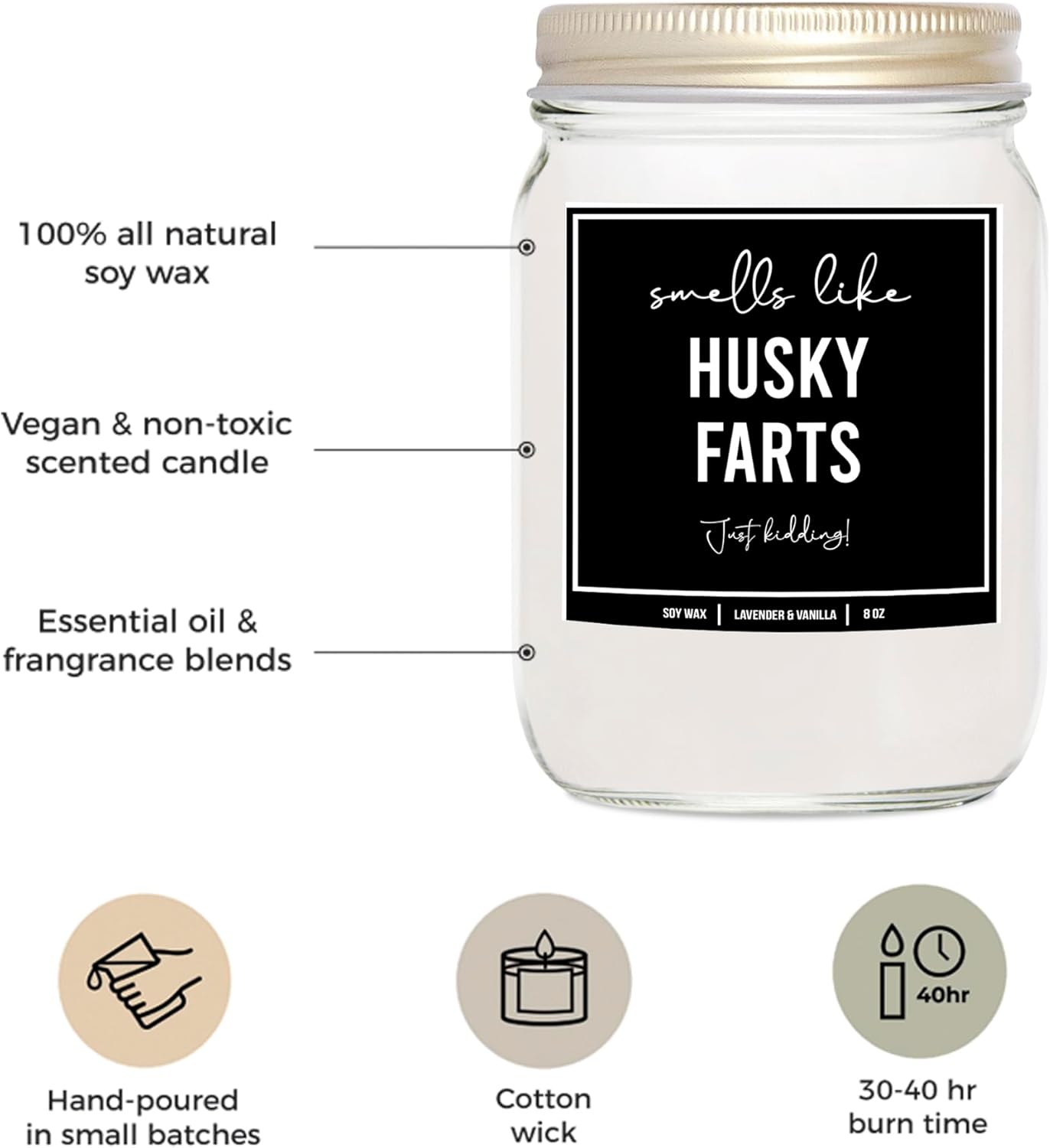 You Nique Designs Lavender Vanilla Husky Candle 8oz 1