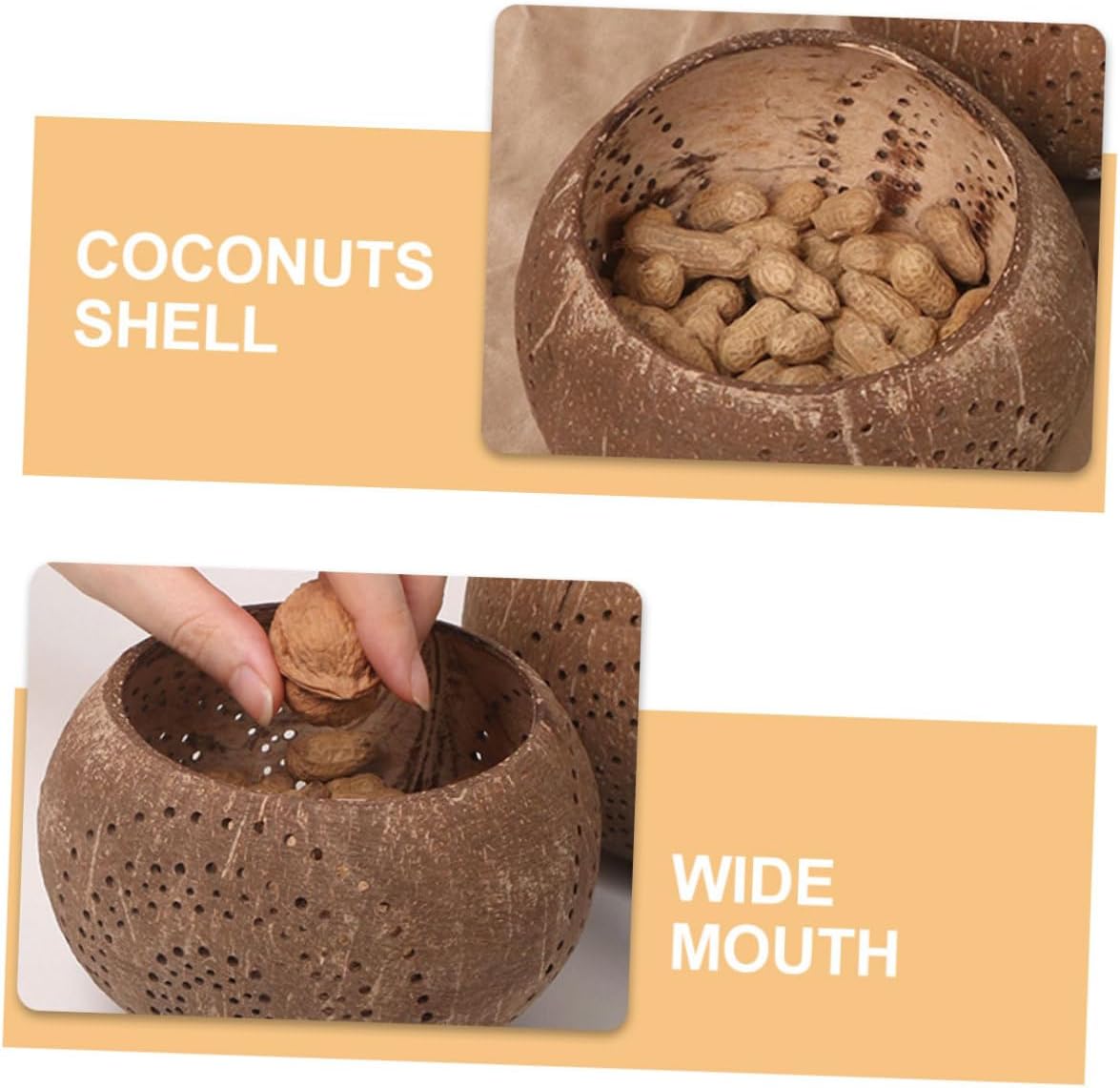 Zerodeko Coconut Shell Candle Bowl Multi-Use Food Container
