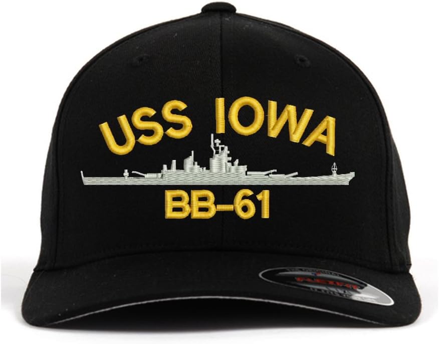 USS Iowa BB-61 Flexfit Baseball Cap Black