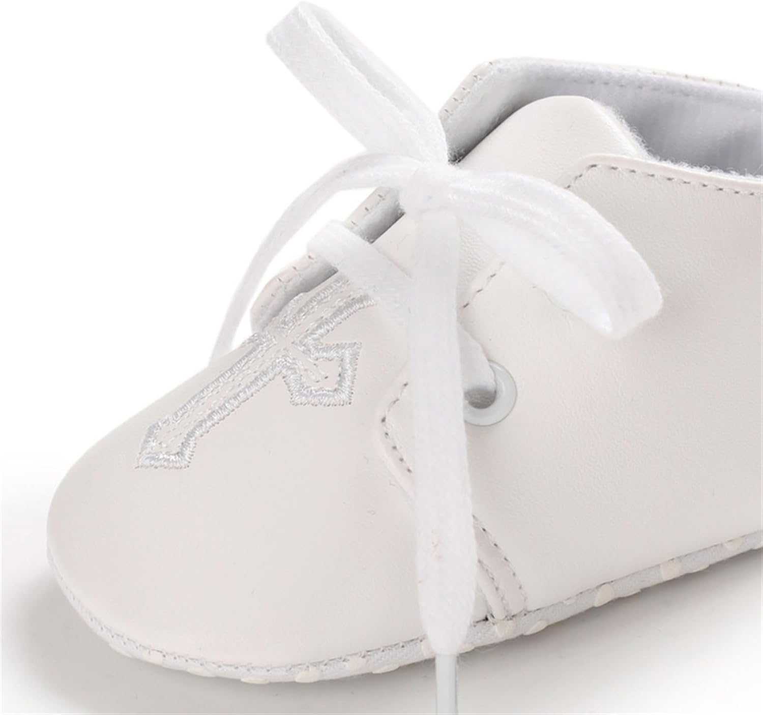 Baby Baptism Shoes Socks Set Soft White Cross Embroidered 3PC