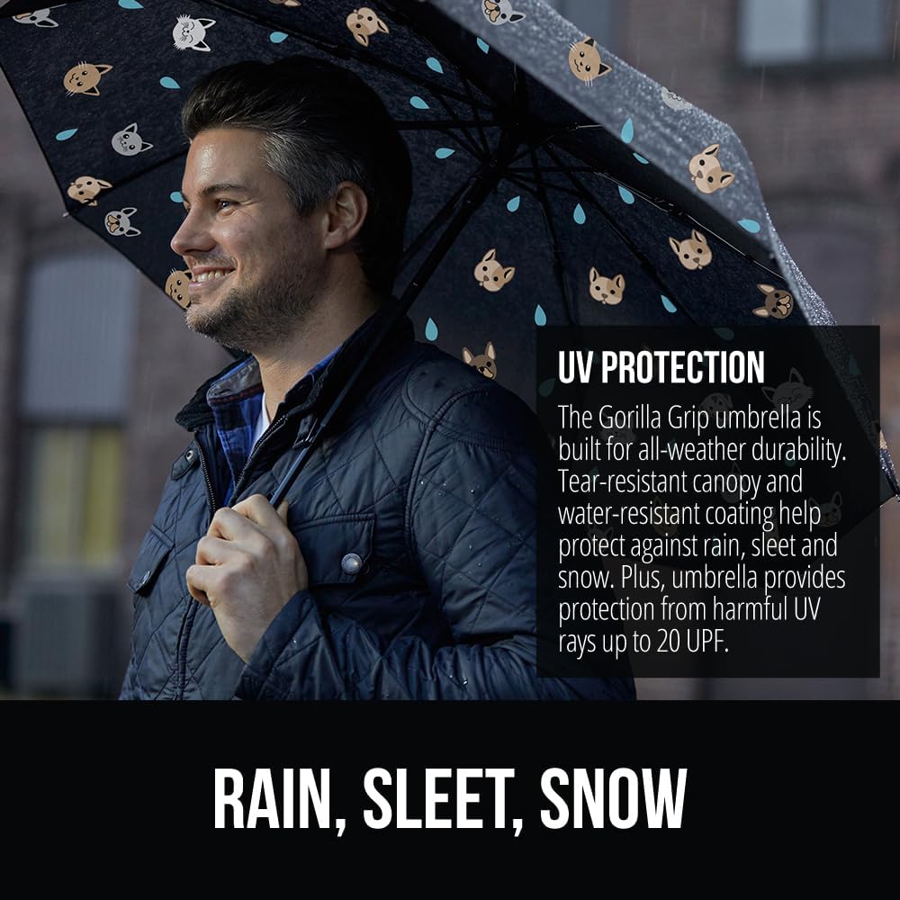 GORILLA GRIP Windproof Stick Umbrella for Dogs and Cats
