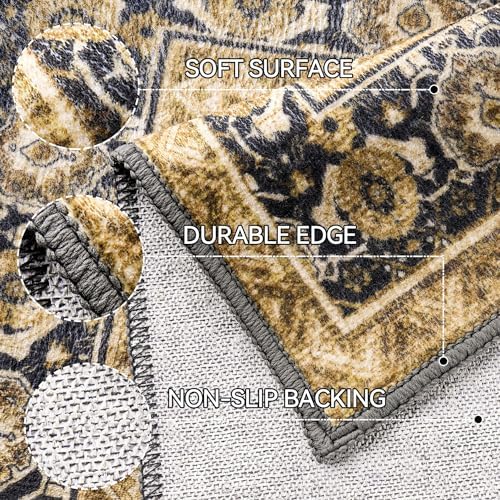 Hargiis Area Rug Bohemian Runner with Non-Slip TPE Backing