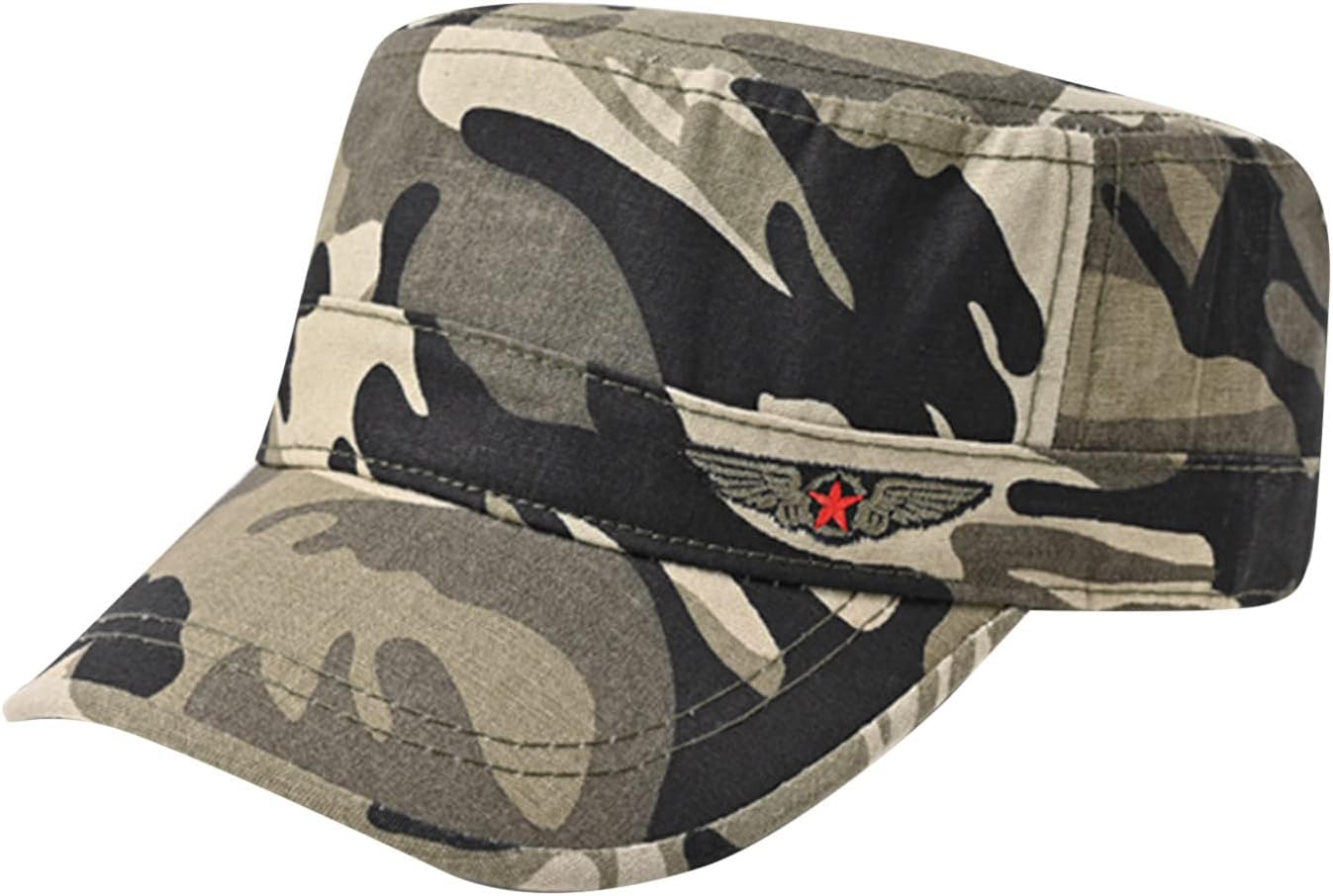 Mens Washed Cotton Flat Top Cap with Mesh Ventilation