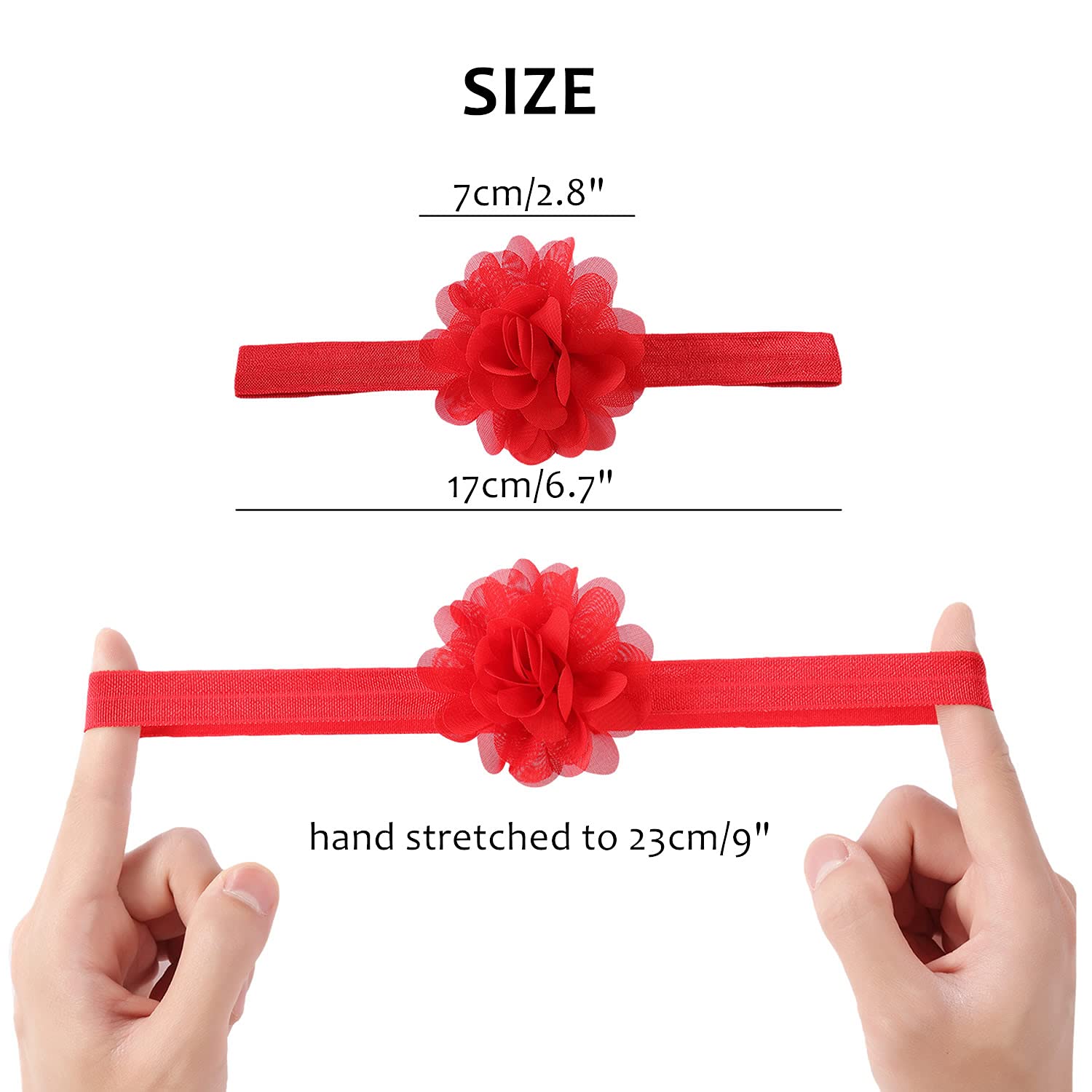 Cinaci 8 Pairs Chiffon Flower Barefoot Sandals with Headbands for Baby Girls