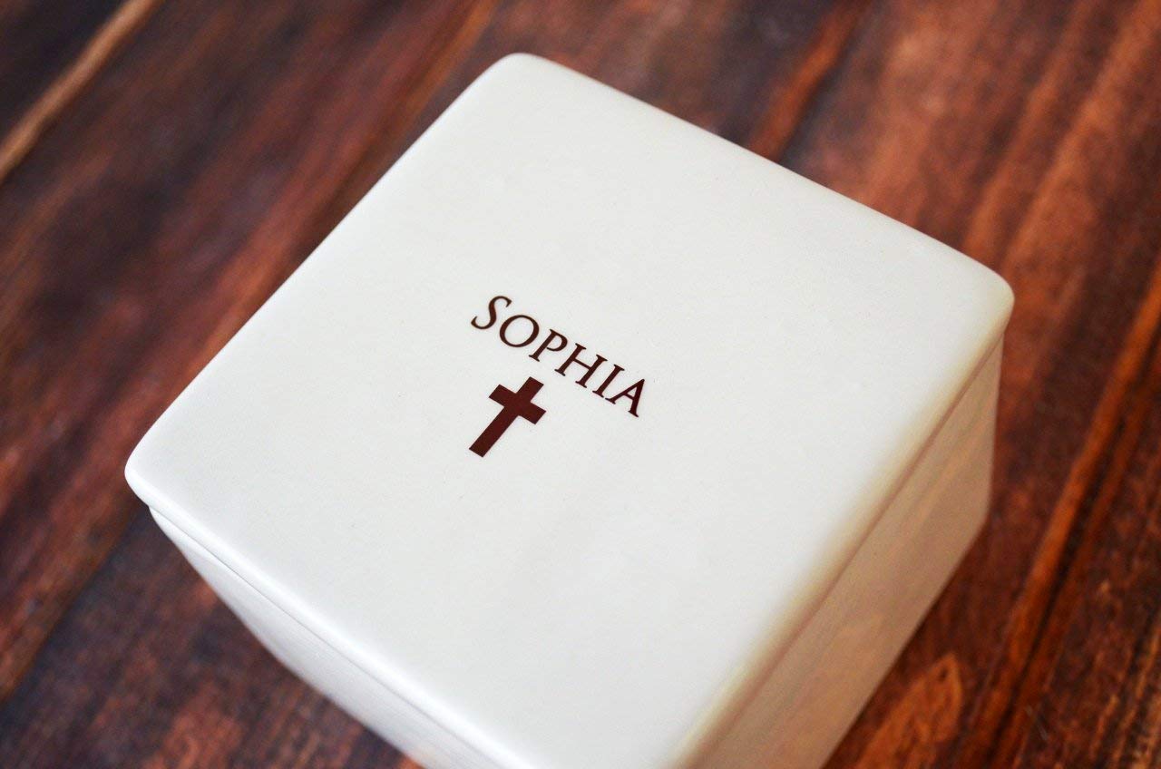 Personalized Deep Square Keepsake Box for Baptism or First Communion