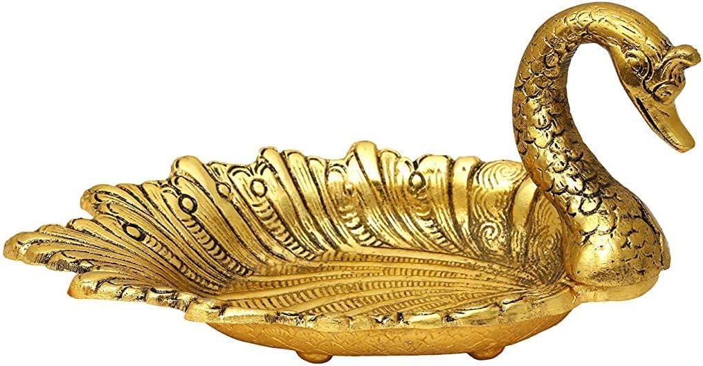ECH Ethnic Choice Metal Swan Decorative Bowl Gold