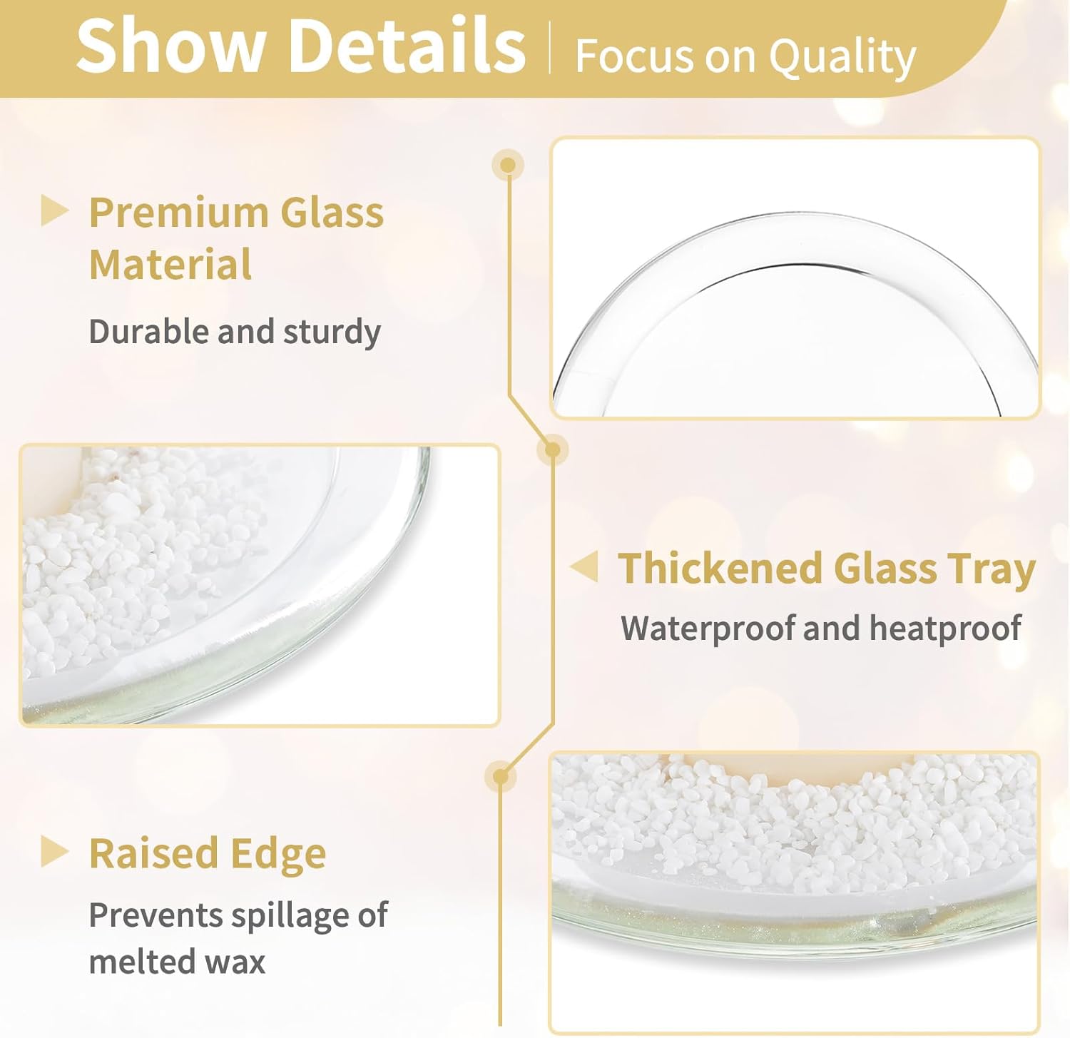 Nuptio Clear Glass Candle Holder 7 Inches Wedding Centerpiece Tray