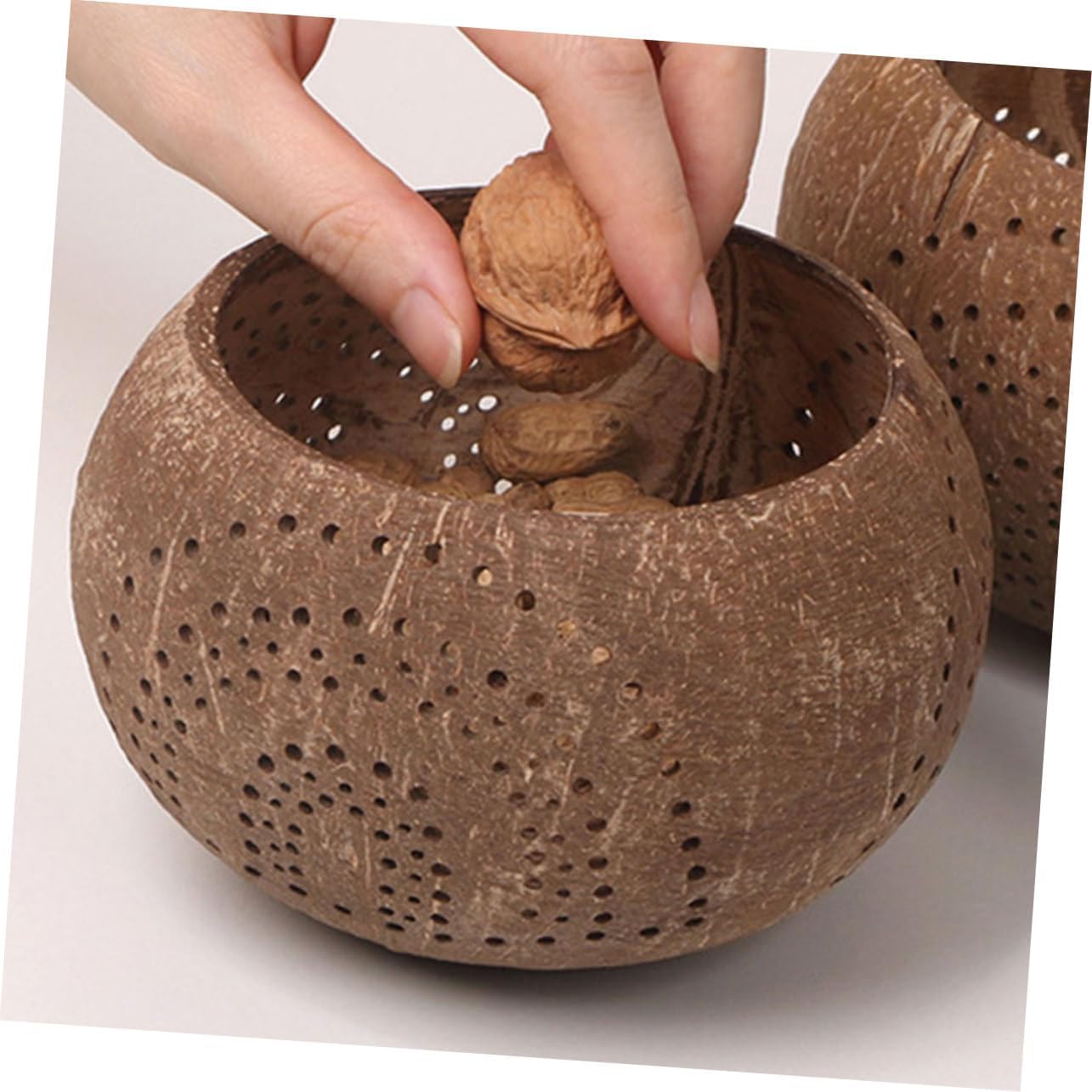 Zerodeko Coconut Shell Candle Bowl Multi-Use Food Container