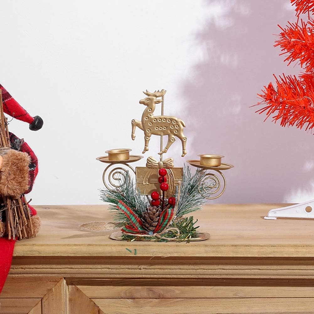 Klun Christmas Tree Santa Elk Iron Candle Holder
