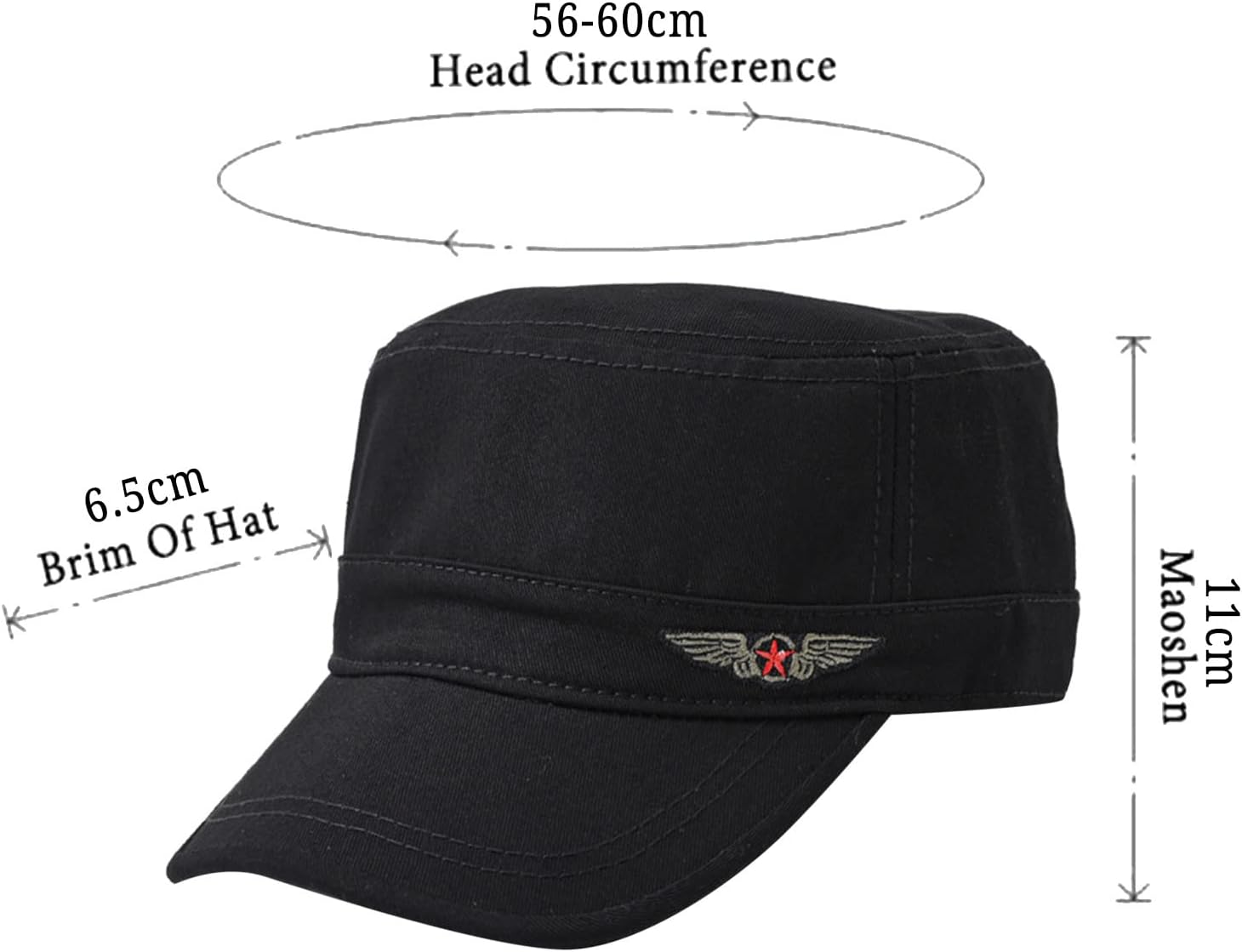 Mens Washed Cotton Flat Top Cap with Mesh Ventilation