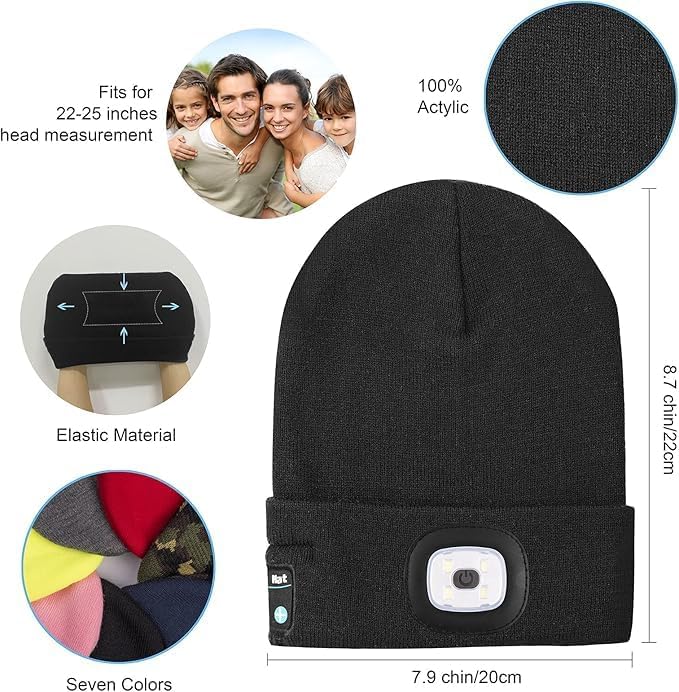 Bosttor Bluetooth Beanie with Light and Music