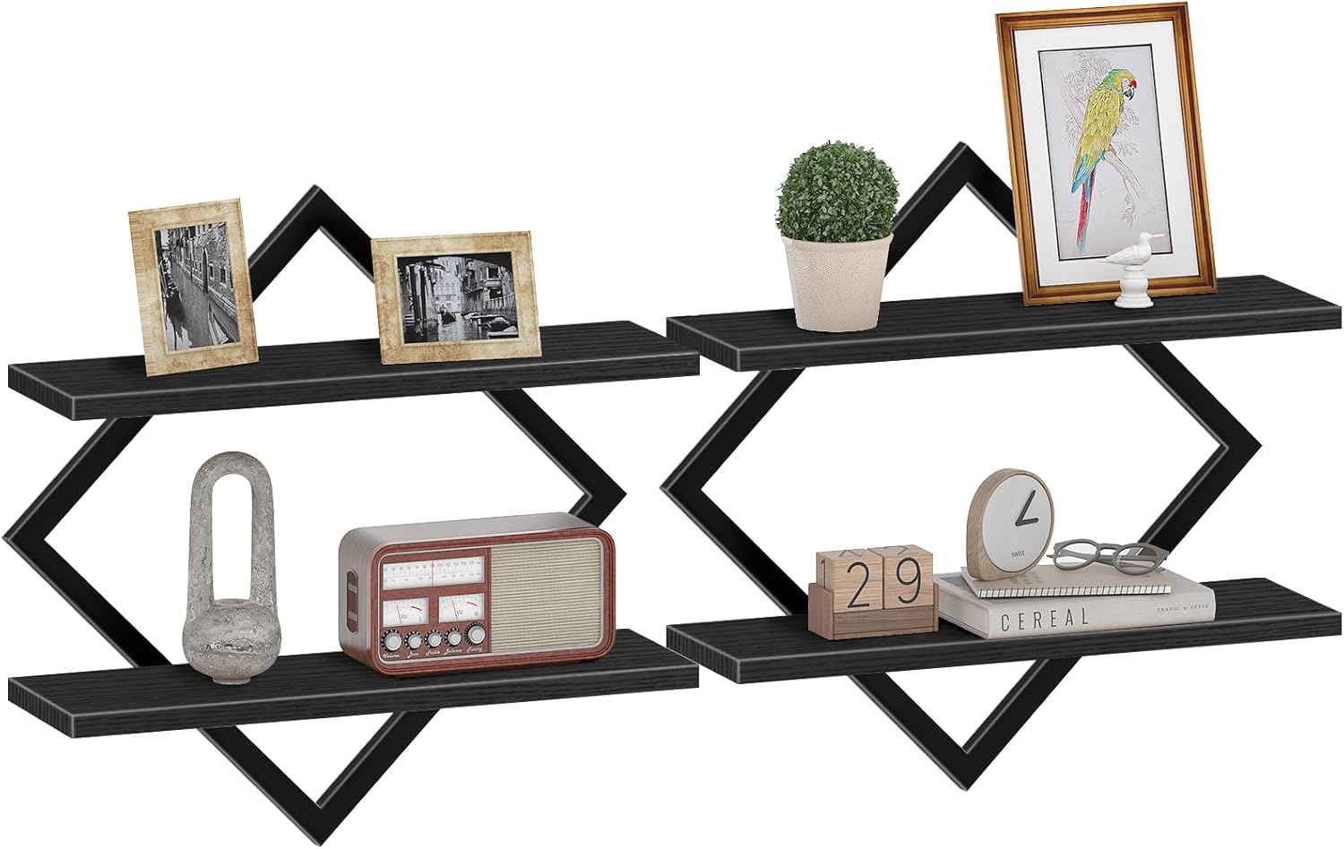 CHOEZON 2-Piece Floating Shelves Set Black Industrial Style