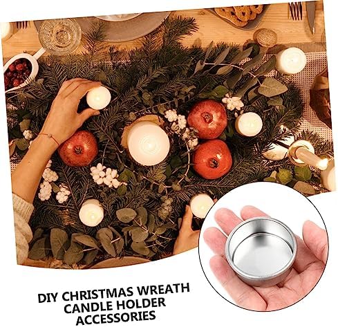 BUGUUYO 24pcs Silver Rimmed Iron Candle Holders